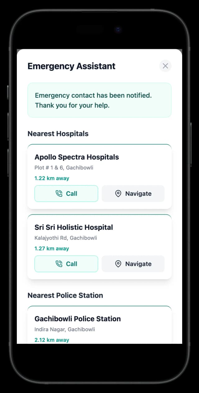 AI-Assisted Emergency Response System mobile app screenshot