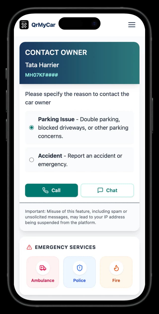 Private communication mobile app screenshot