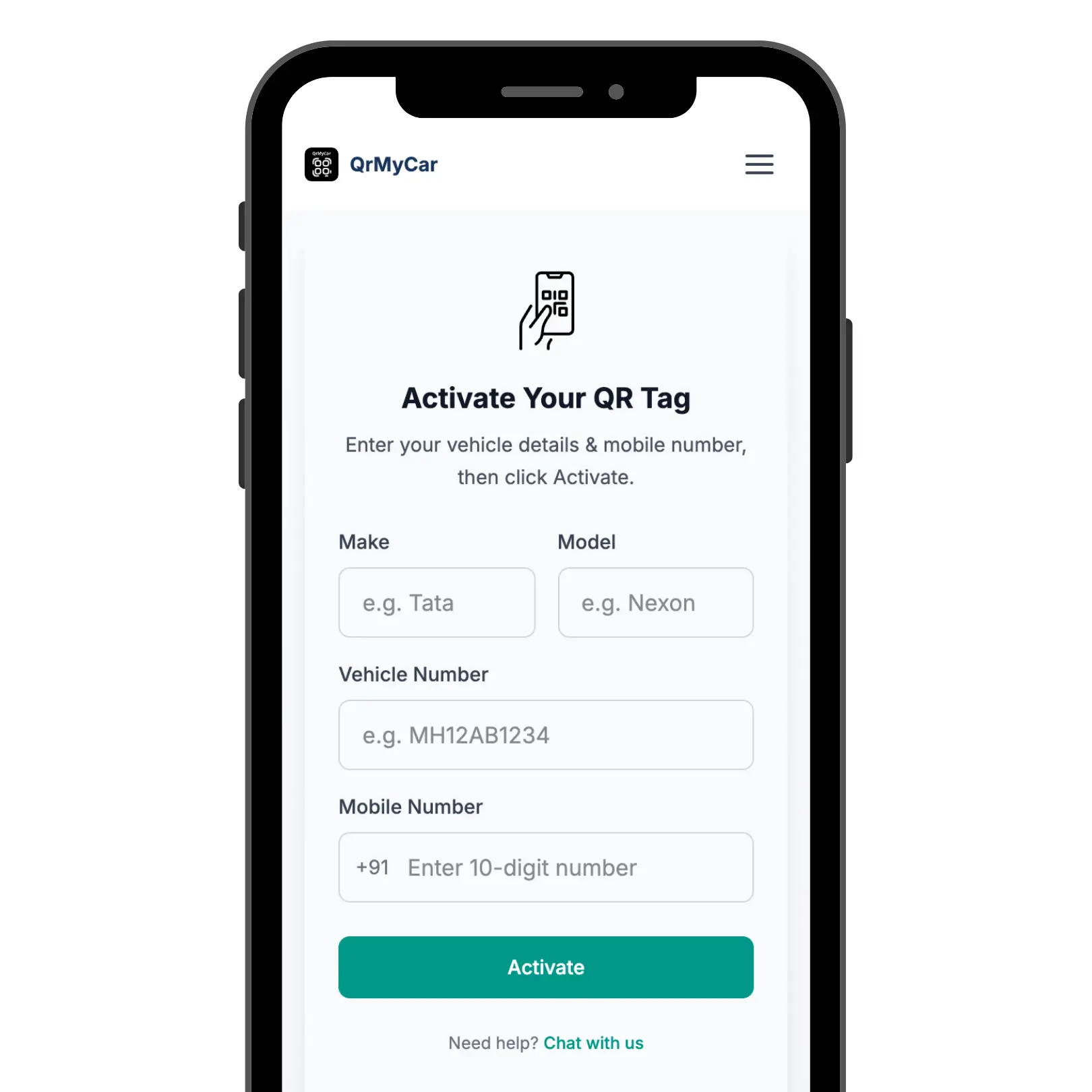 QrMyCar Activation