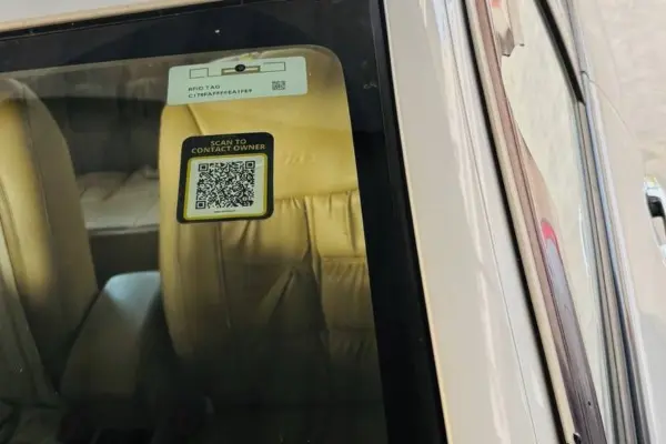 QR Car Sticker on Vehicle