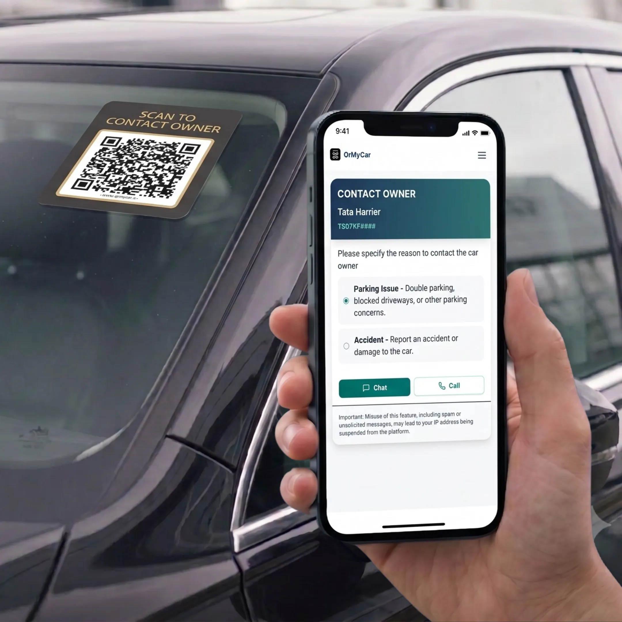 Scanning QrMyCar Car Sticker using mobile camera
