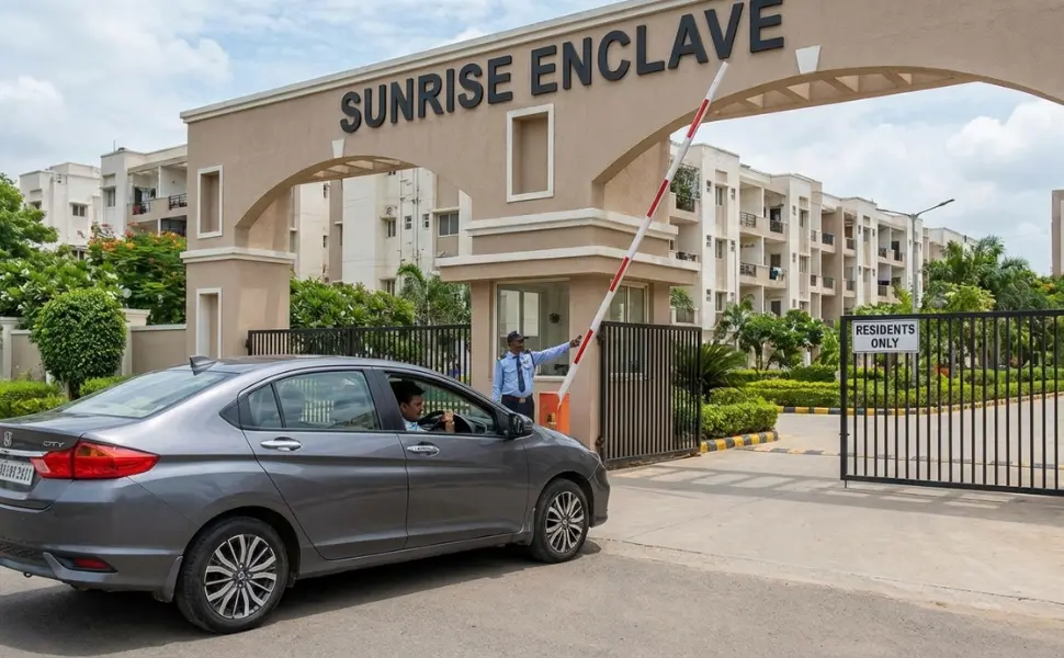 Security scanning QR sticker before allowing entry