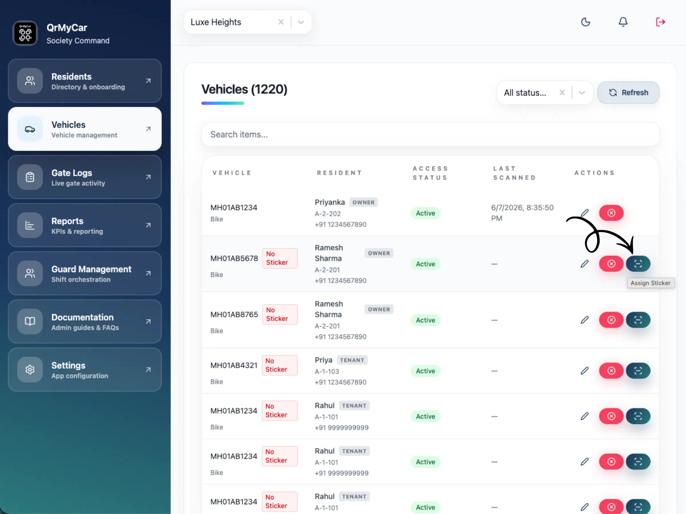 Screenshot: Resident Self-Activation